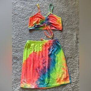 SHEIN Multicolor Tie-Dye Two-Piece Set